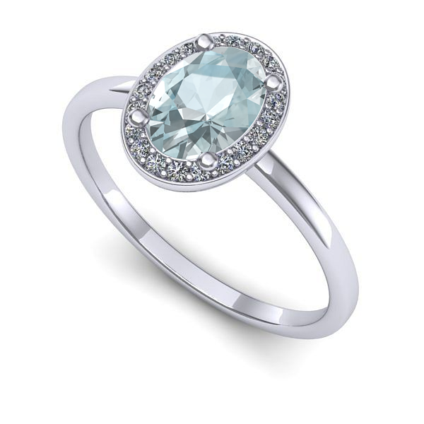 Inel de logodna din aur alb cu aquamarin