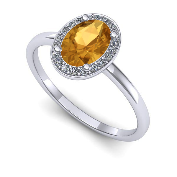 Inel din aur alb cu citrin