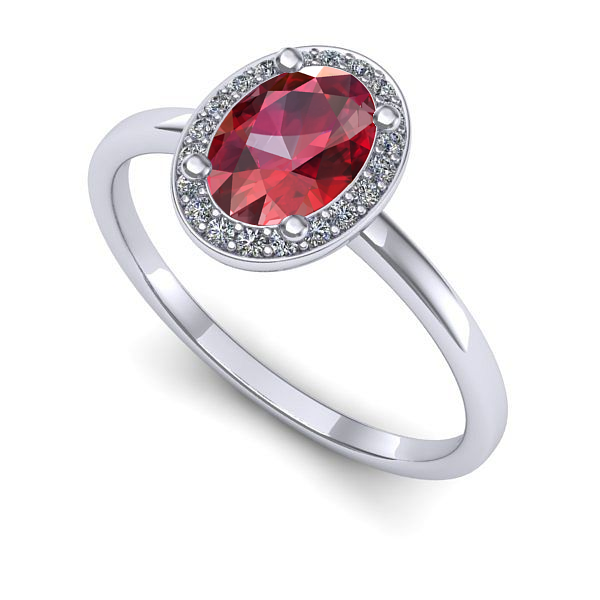 Inel din aur alb cu rubin