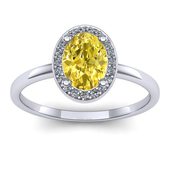 Inel cu safir galben oval