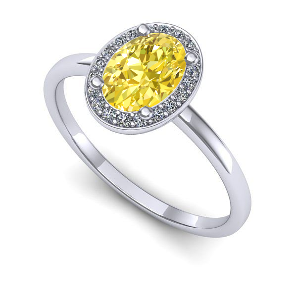 Inel de logodna din aur alb cu safir galben