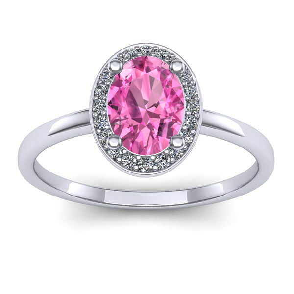 Inel logodna cu safir roz oval