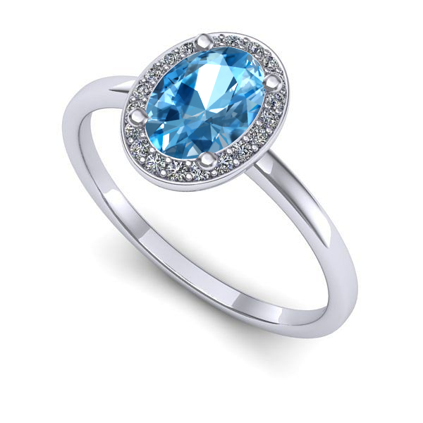 Inel de logodna din aur alb cu topaz blue