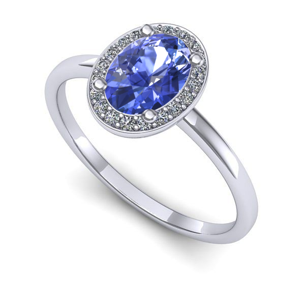 Inel de logodna din aur alb cu tanzanit