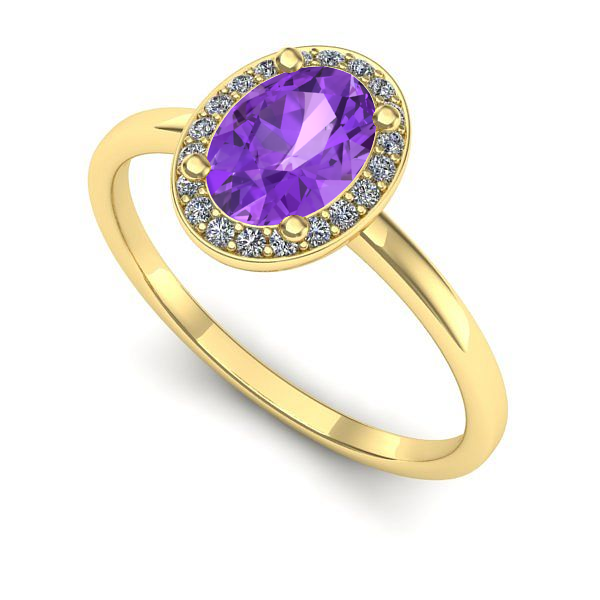 Inel din aur galben cu ametist