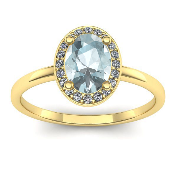 Inel de logodna cu aquamarin oval