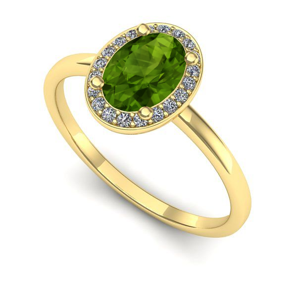 Inel logodna din aur galben cu peridot