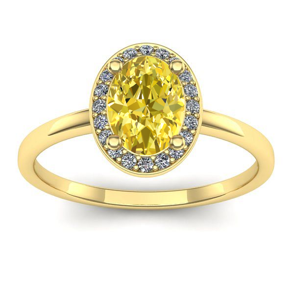 Inel logodna cu safir galben oval