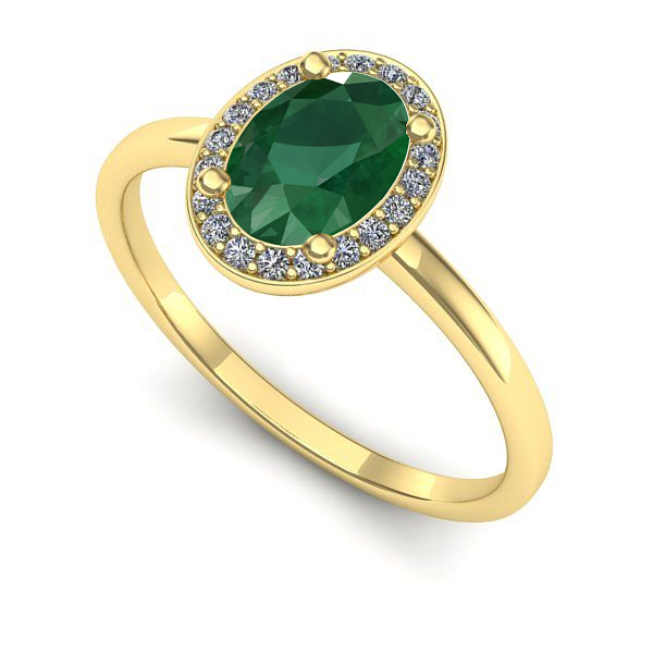 Inel de logodna din aur galben cu smarald