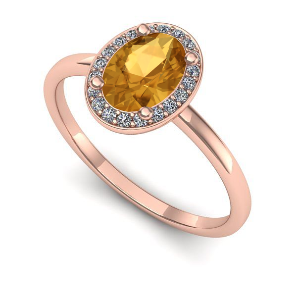 Inel de logodna din aur roz cu citrin