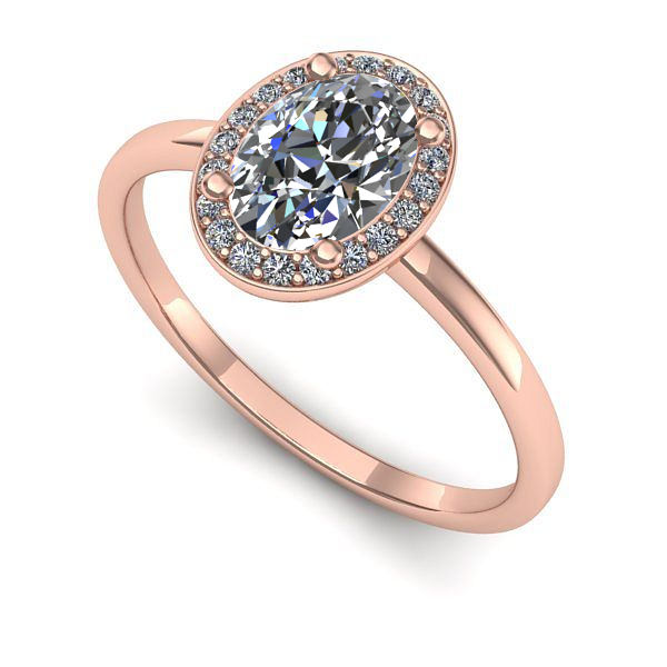 Inel logodna din aur roz cu diamant de laborator