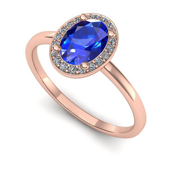 Inel din aur roz cu safir