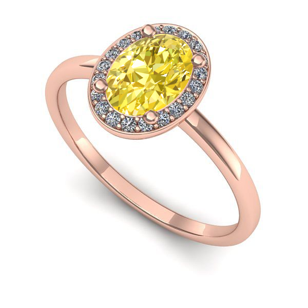 Inel din aur roz cu safir galben