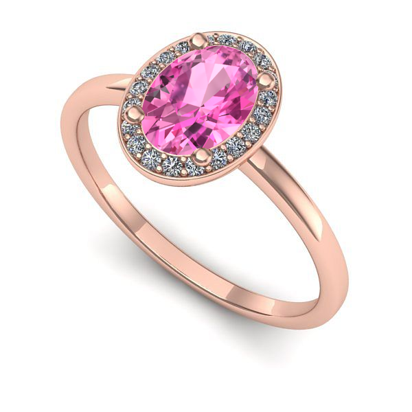 Inel din aur roz cu safir roz