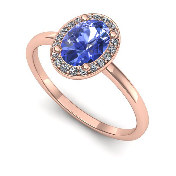 Inel din aur roz cu tanzanit