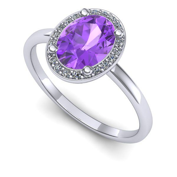 Inel din aur alb cu ametist