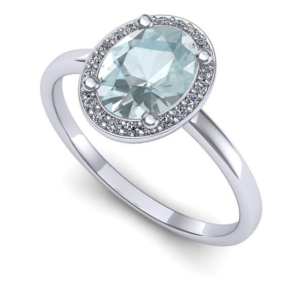 Inel din aur alb cu aquamarin