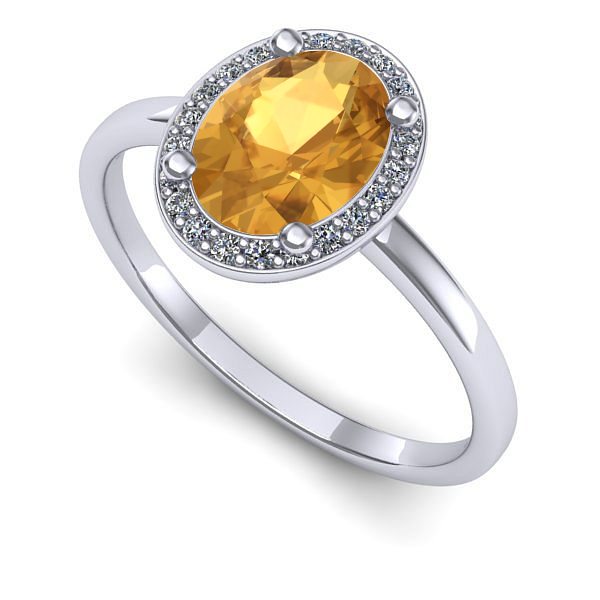 Inel logodna din aur alb cu citrin