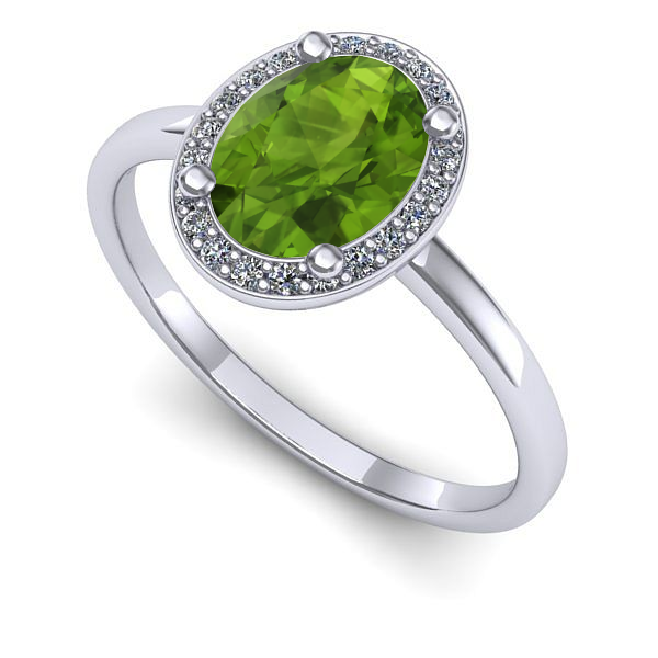 Inel de logodna din aur alb cu peridot