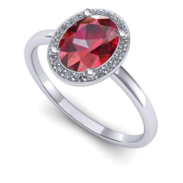 Inel logodna din aur alb cu rubin