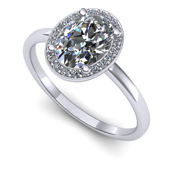 Inel de logodna din aur alb cu safir alb