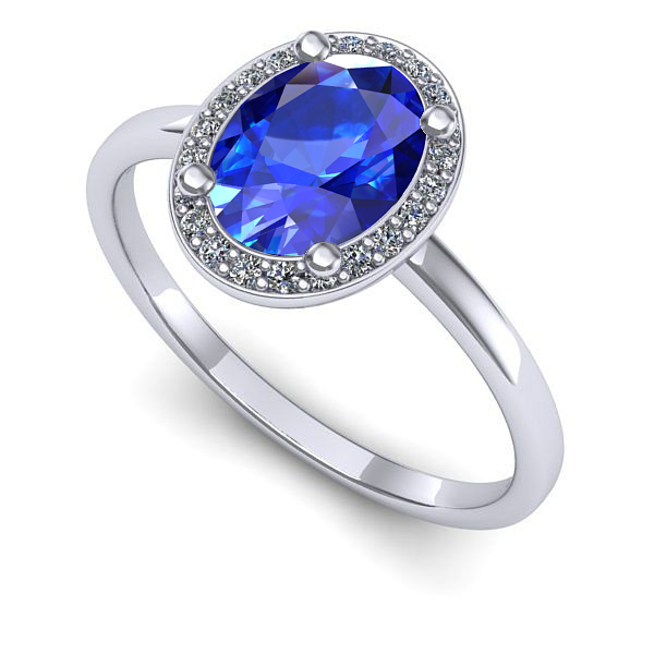 Inel logodna din aur alb cu safir