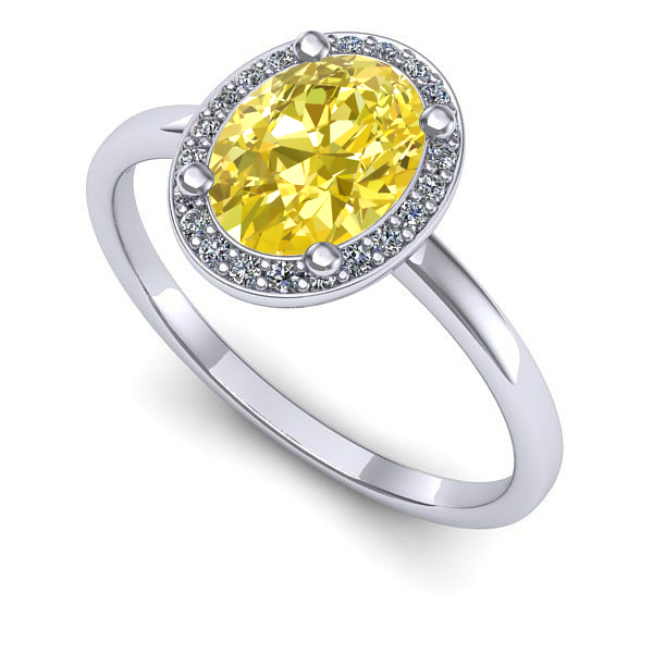 Inel de logodna din aur alb cu safir galben