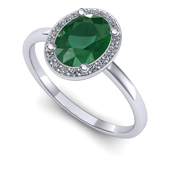 Inel din aur alb cu smarald