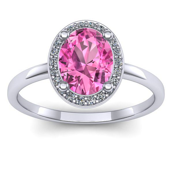 Inel logodna cu safir roz oval