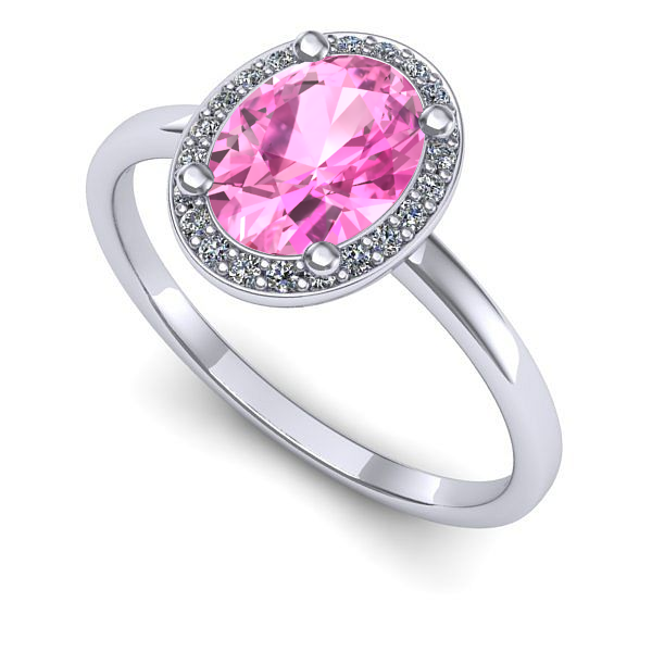 Inel din aur alb cu safir roz