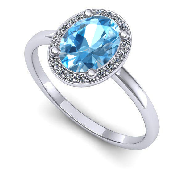 Inel de logodna din aur alb cu topaz blue