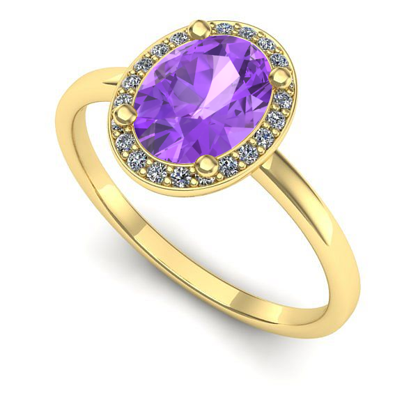Inel din aur galben cu ametist