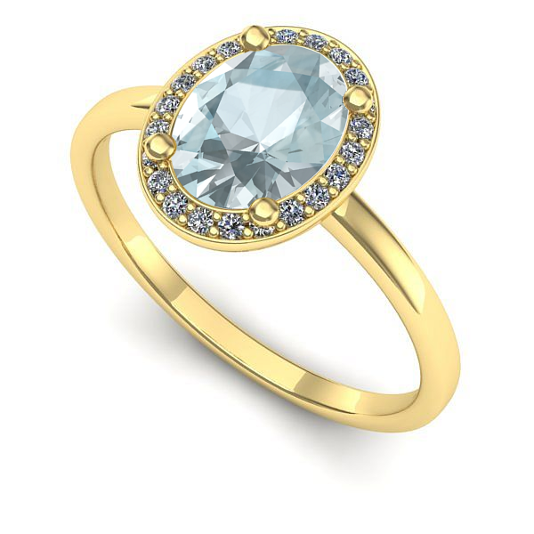 Inel de logodna din aur galben cu aquamarin