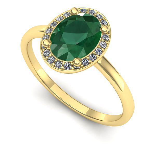 Inel logodna din aur galben cu smarald