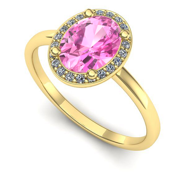 Inel logodna din aur galben cu safir roz