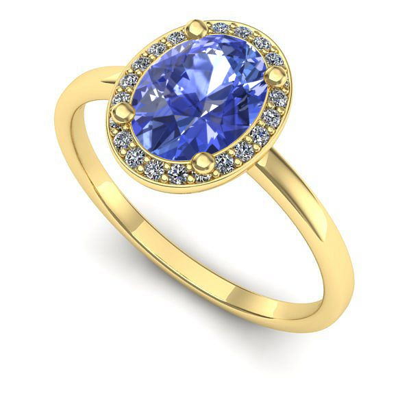 Inel logodna din aur galben cu tanzanit