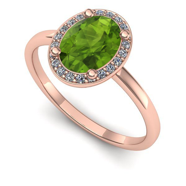 Inel din aur roz cu peridot