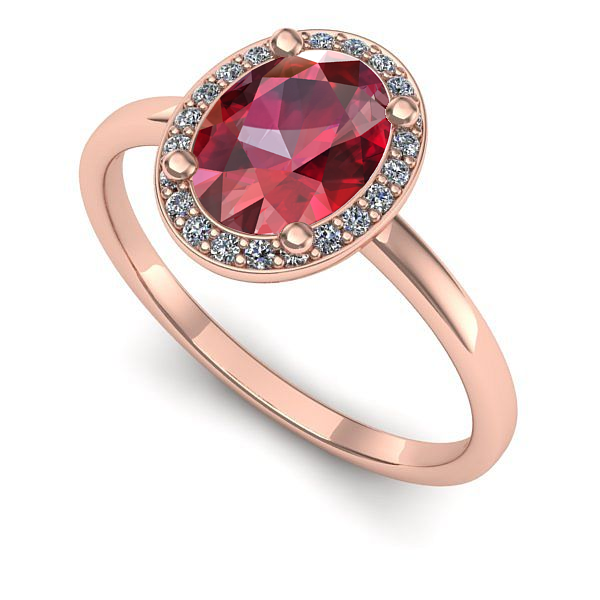 Inel logodna din aur roz cu rubin