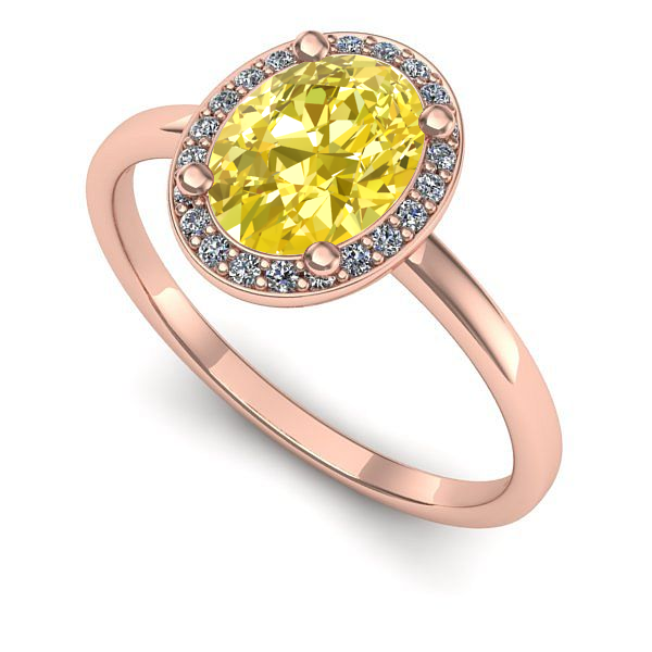 Inel din aur roz cu safir galben