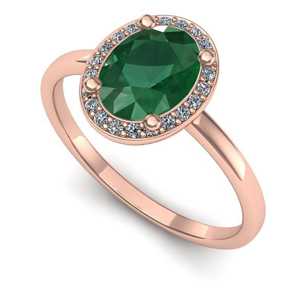 Inel din aur roz cu smarald