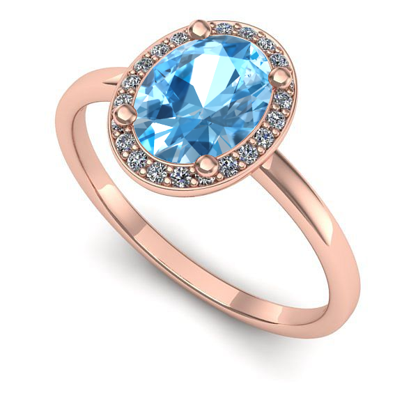 Inel de logodna din aur roz cu topaz blue