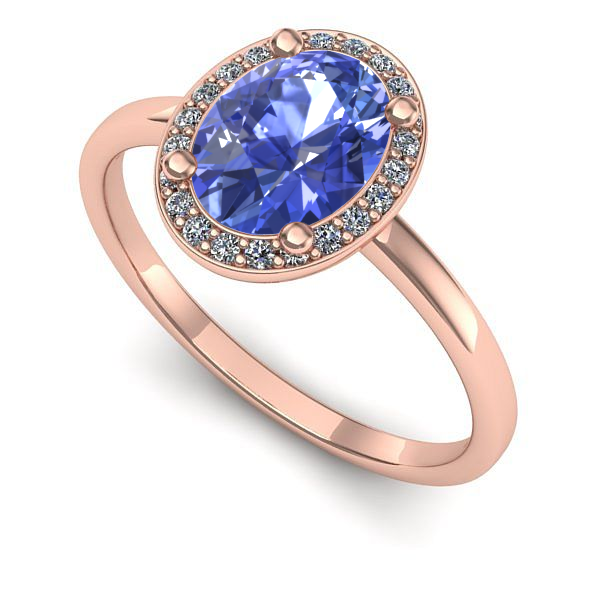 Inel logodna din aur roz cu tanzanit