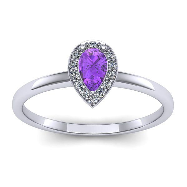 Inel de logodna cu ametist lacrima