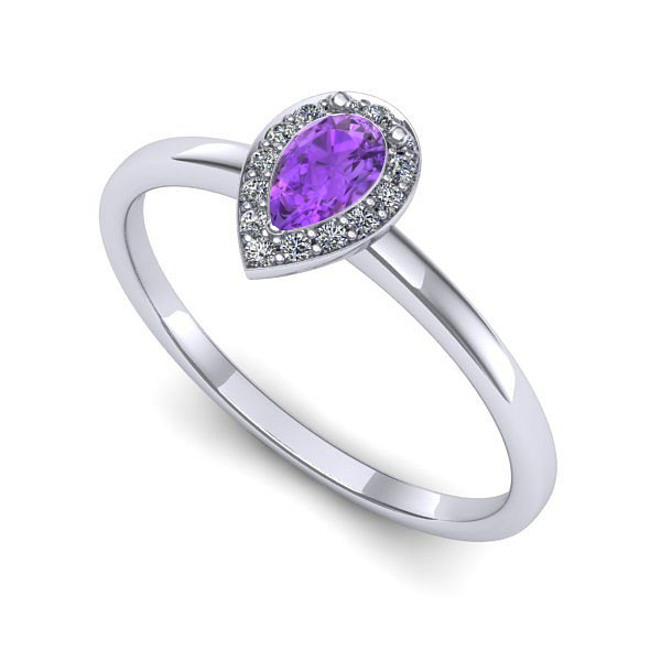 Inel din aur alb cu ametist