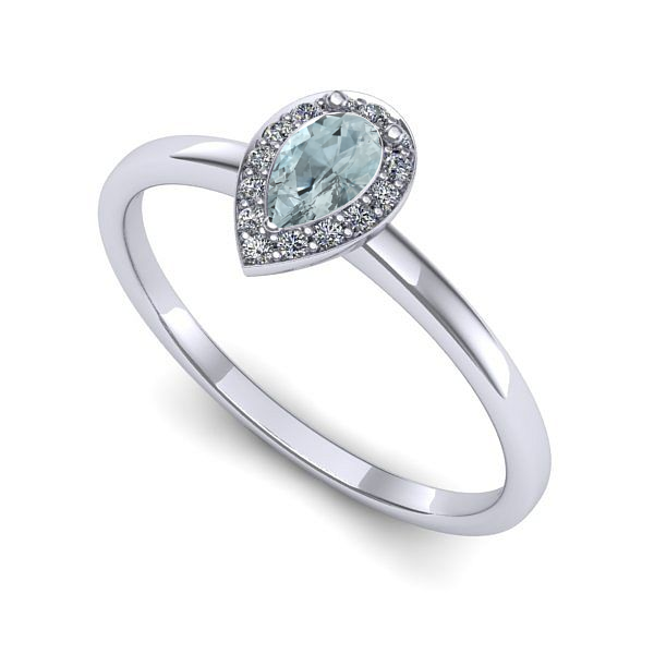 Inel din aur alb cu aquamarin