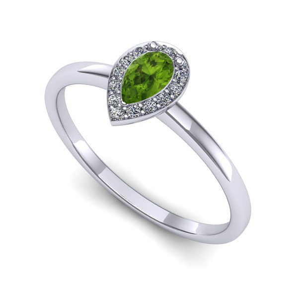 Inel din aur alb cu peridot