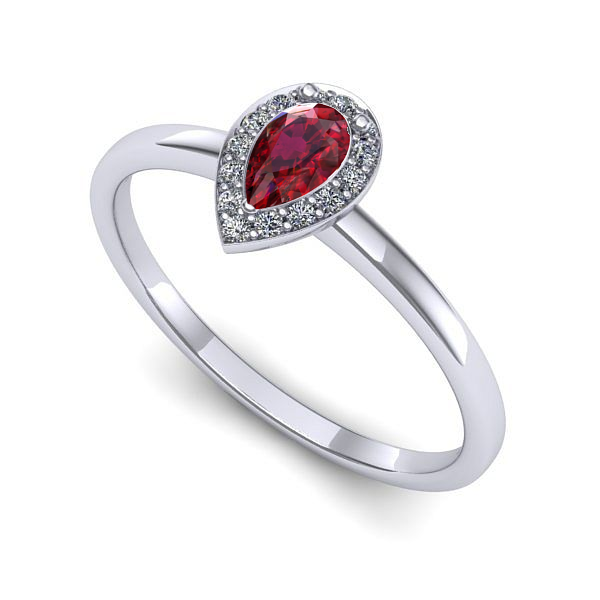 Inel din aur alb cu rubin