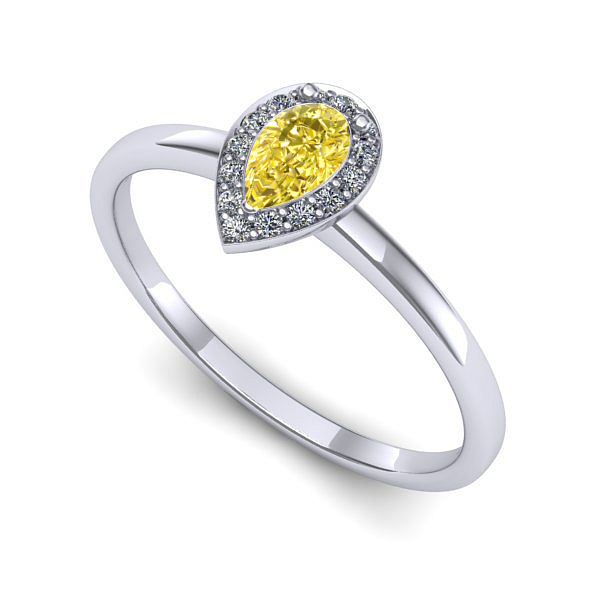 Inel logodna din aur alb cu safir galben