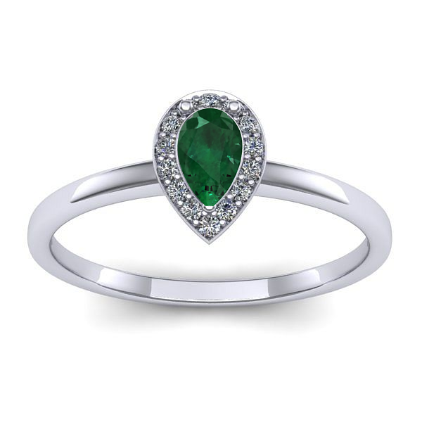 Inel logodna cu smarald lacrima