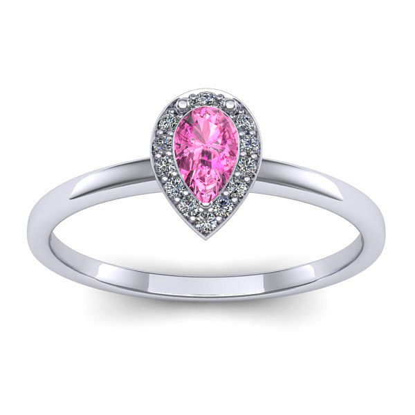 Inel cu safir roz lacrima